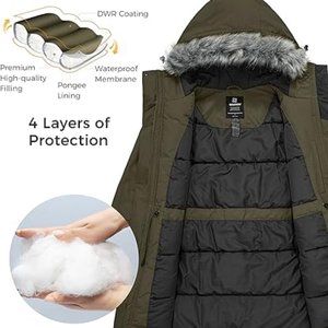 Women's Hooded Winter Coat Waterproof Warm Long Puffer Jacket Parka‎
